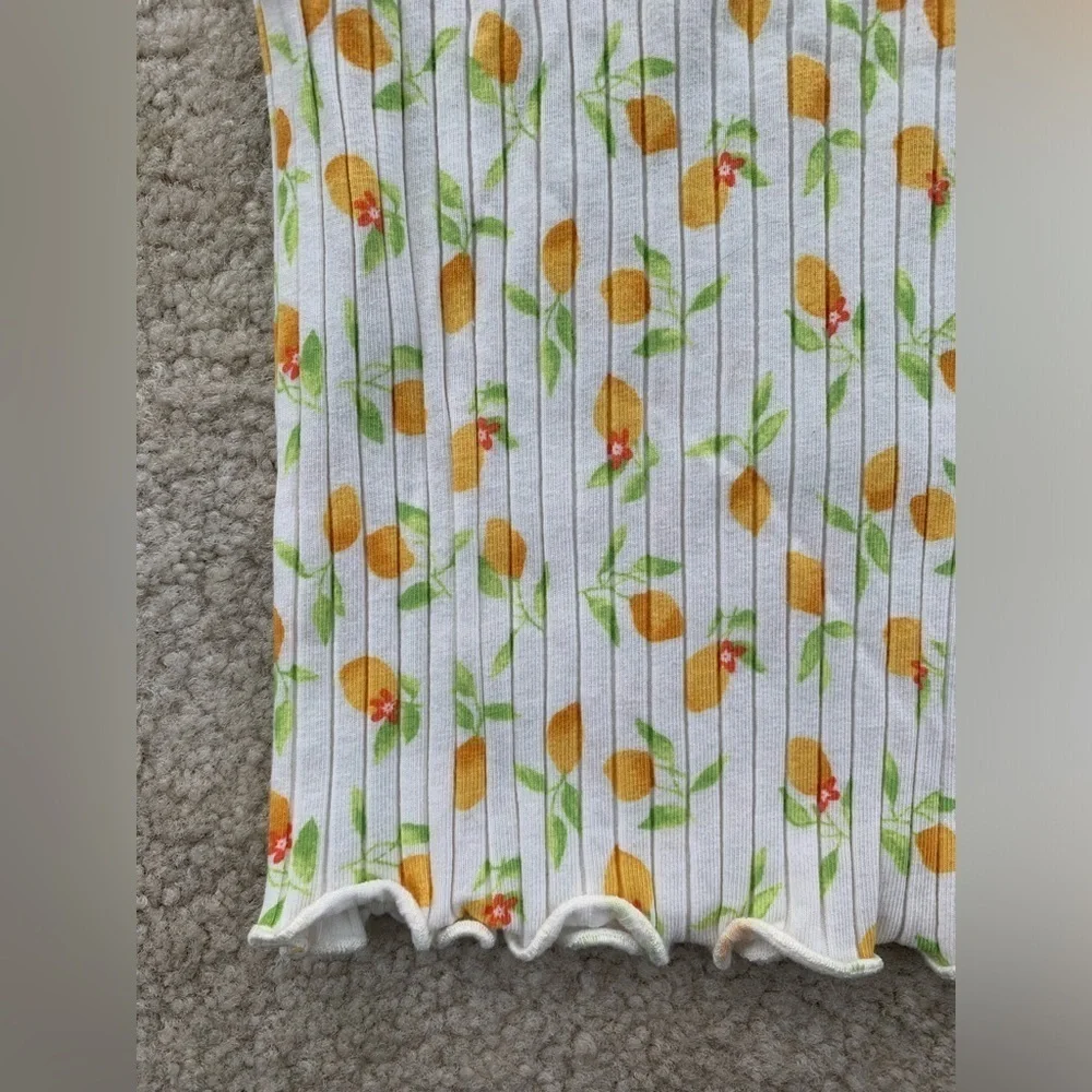 Old Navy Size 5T Lemon Print Ribbed Lettuce Edge Tee
